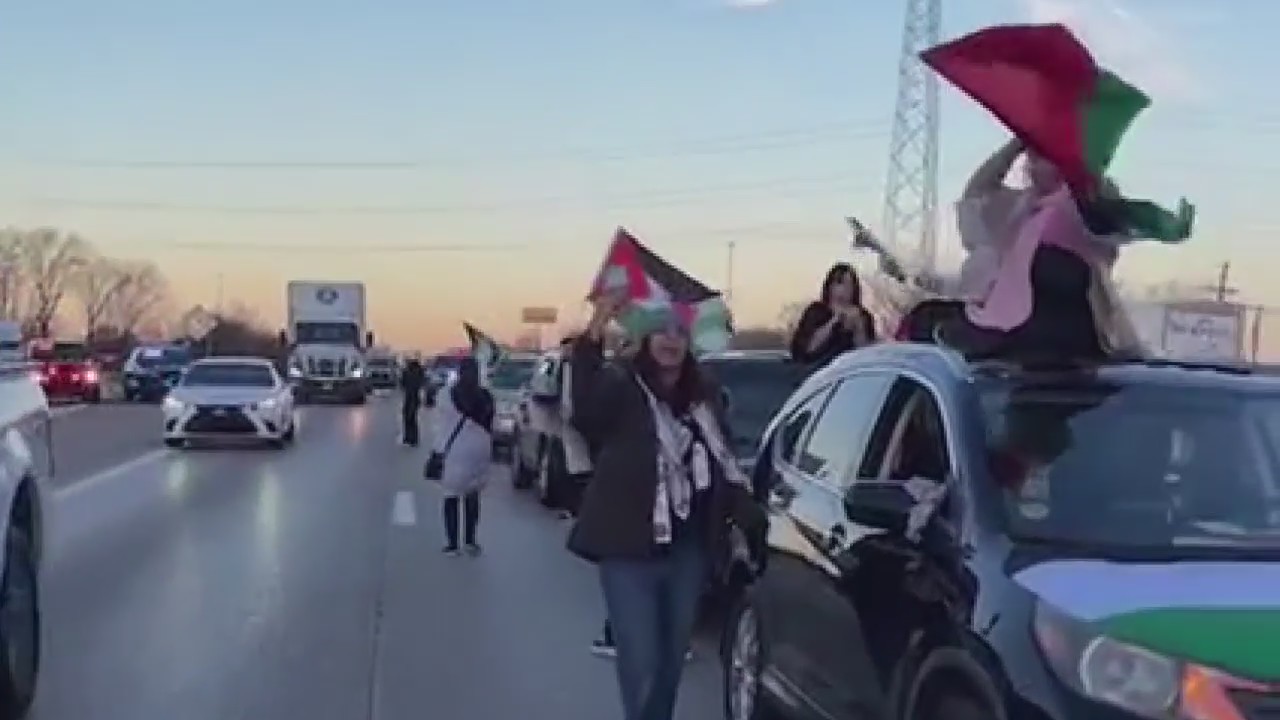 Pro-Palestine demonstration on I-94 shows life 'under occupation'