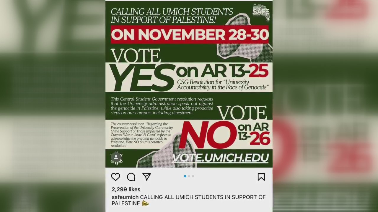 UM Ann Arbor students divided on resolutions regarding Israel-Hamas war