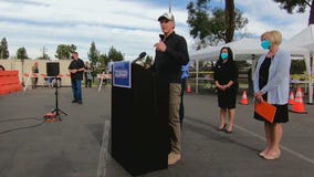 Gavin Newsom visits testing site in Paramount