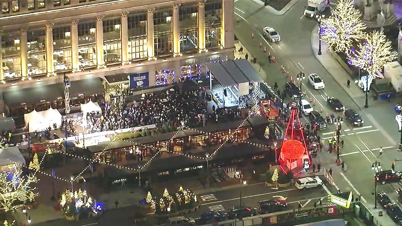 Menorah in the D celebrates the first night of Hanukkah in downtown Detroit
