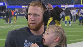 Rams Super Bowl bound: Punter Johnny Hekker discusses playing with fellow NFL vets, son crashes interview