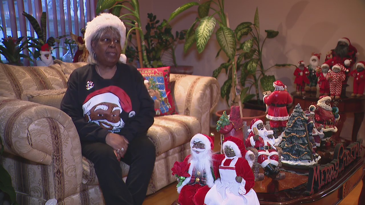 Black Santa collector in Oak Park shows off for Christmas