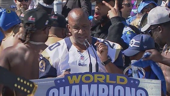 Inglewood Mayor James Butts speaks at LA Rams championship rally