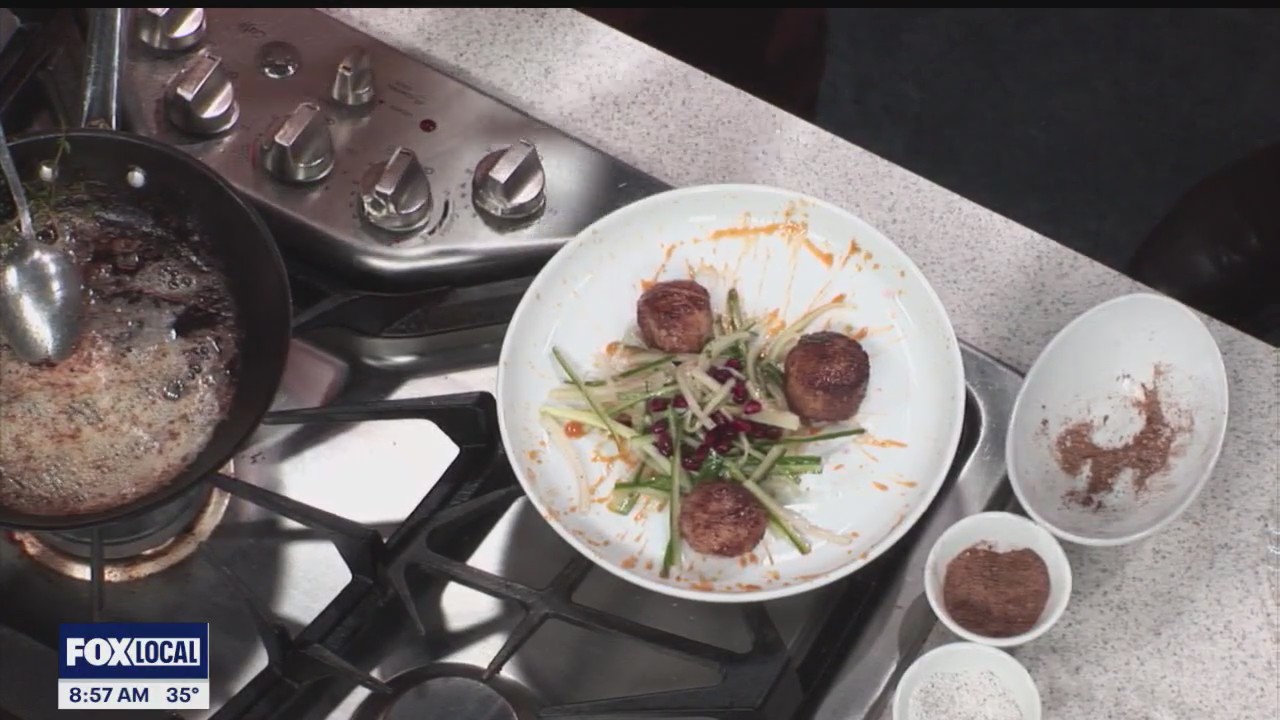 "Chopped" winner Davante Burnley cooks up jerk scallops, talks about time on Food Network