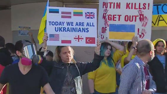 Ukraine-Russia crisis: Demonstrators take to streets in Santa Monica