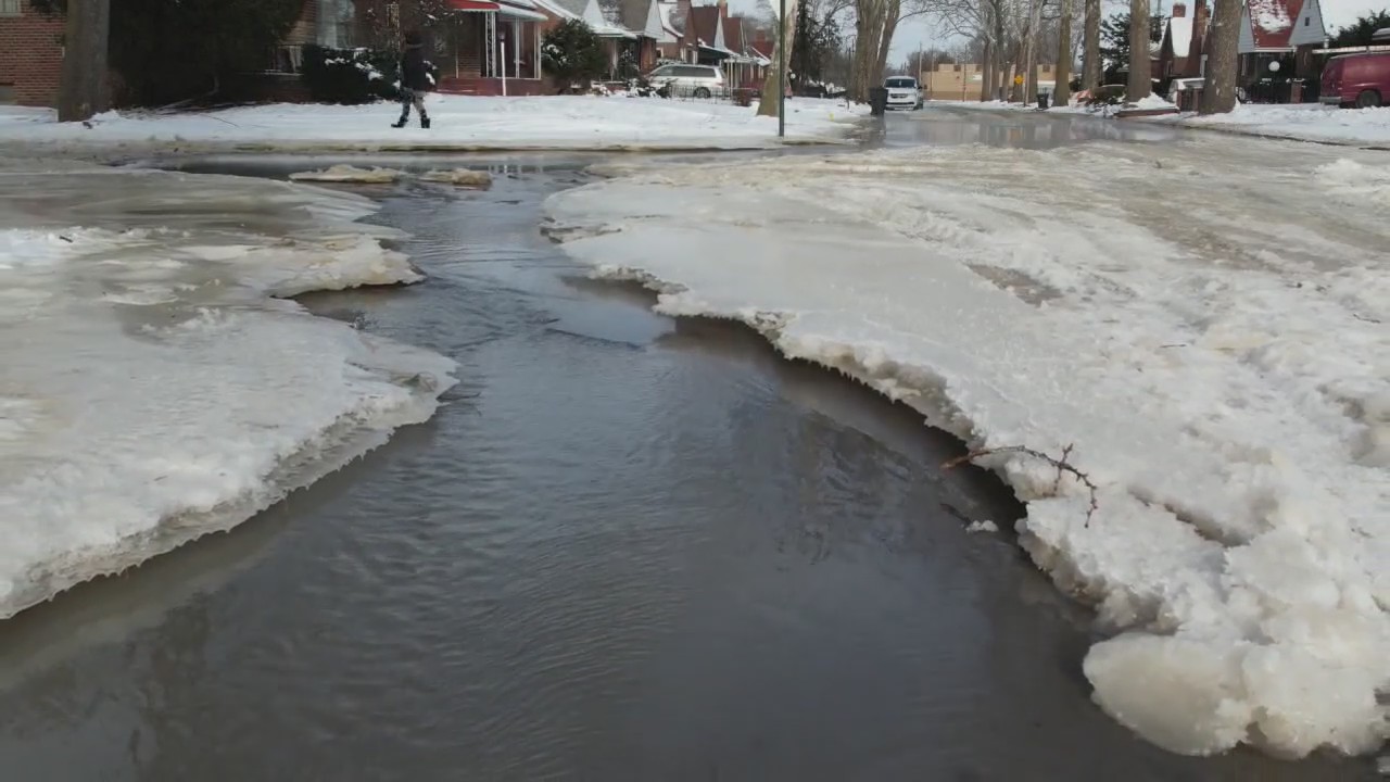 Flooding around Detroit caused by water main break, broken fire hydrant