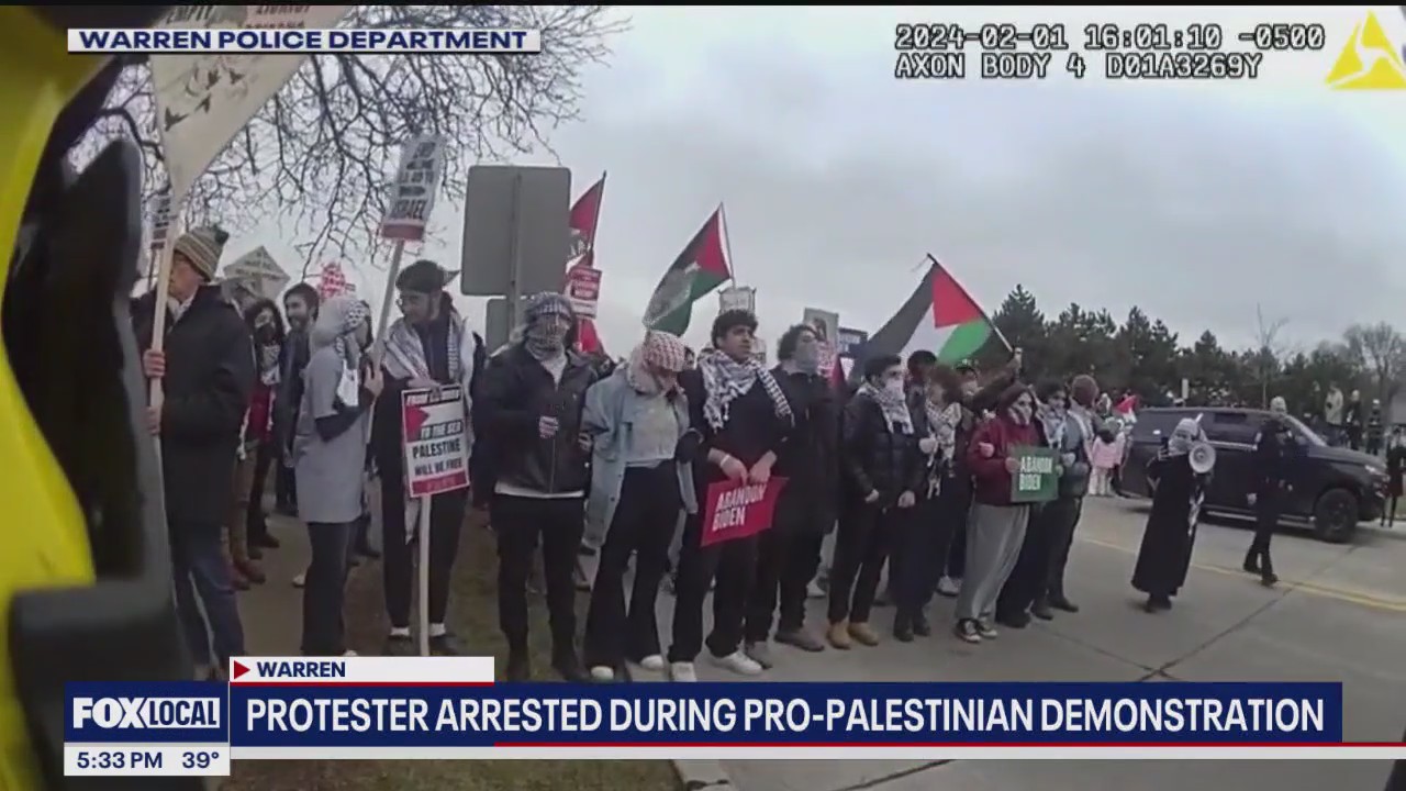 One person arrested for assaulting Warren cop during Biden protest