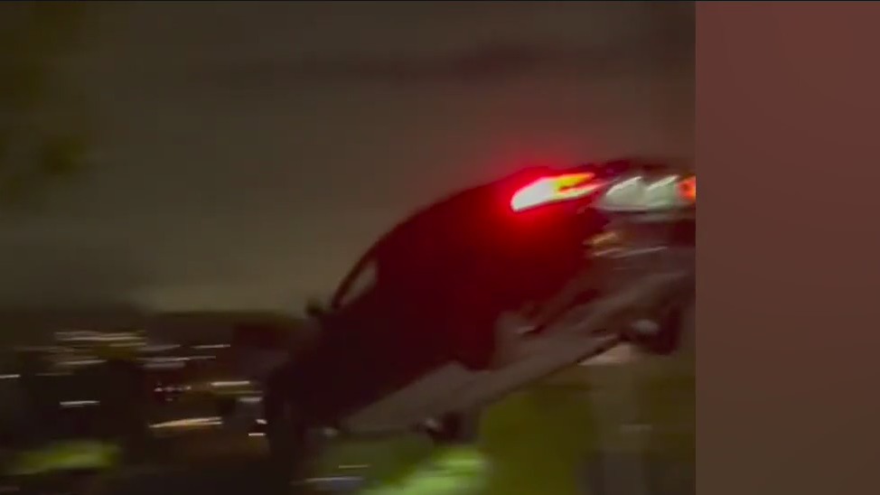 Echo Park Tesla jump crash goes viral