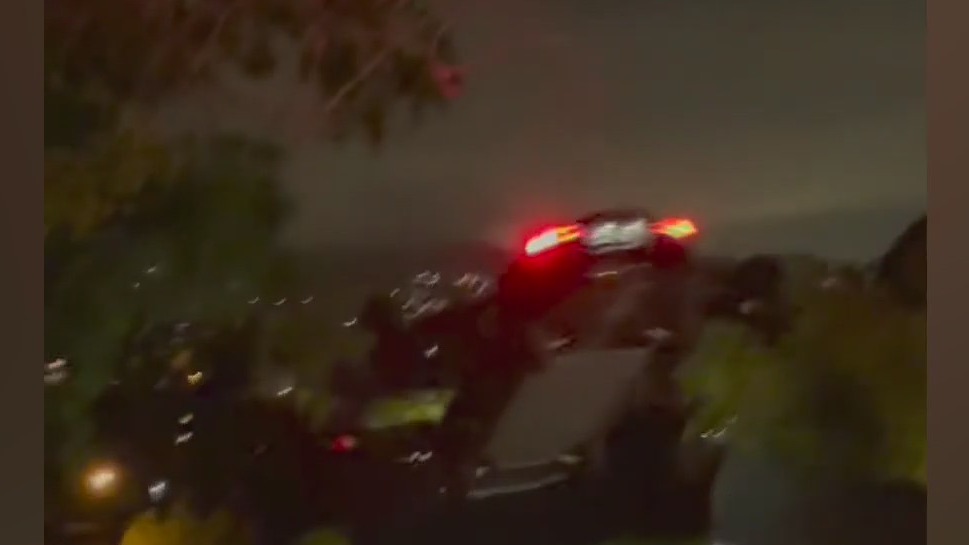 Echo Park Tesla jump crash goes viral