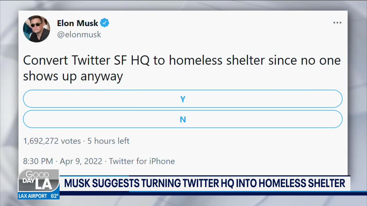 Elon Musk has a suggestion for Twitter headquarters