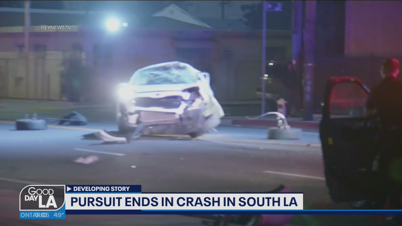 Pursuit ends in crash in South LA