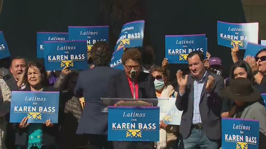 LA Mayor Race: Rep. Karen Bass makes case for Latino voters
