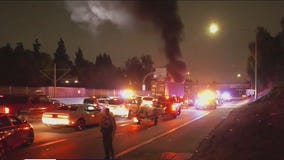 3 CHP officers hospitalized in fiery 105 Freeway crash