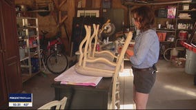 Reupholstering kitchen chairs on Jill of All Trades