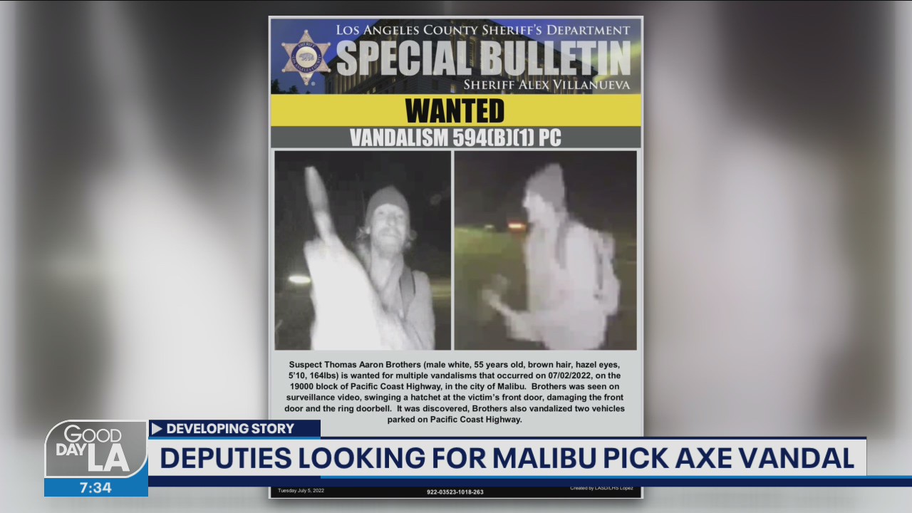 Deputies looking for pickaxe vandal in Malibu