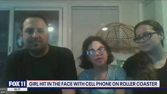 Girl gets stitches after flying cellphone smashes into her face on Six Flag coaster, family says