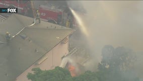Fire erupts inside old theater in Hollywood