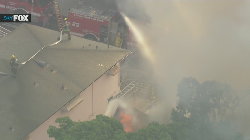 Fire erupts inside old theater in Hollywood