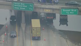 VIDEO: Broken water main floods 101 Freeway in Hollywood