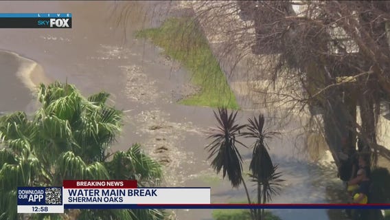 Water main erupts in Sherman Oaks