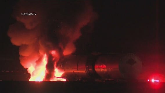 NB 14 Freeway reopens after tanker truck fire