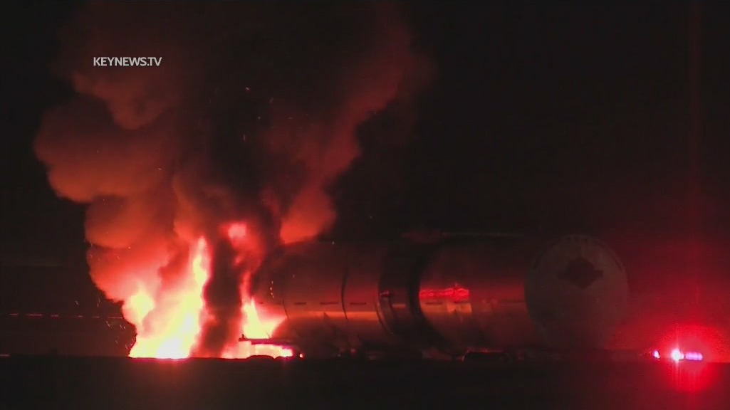 NB 14 Freeway reopens after tanker truck fire