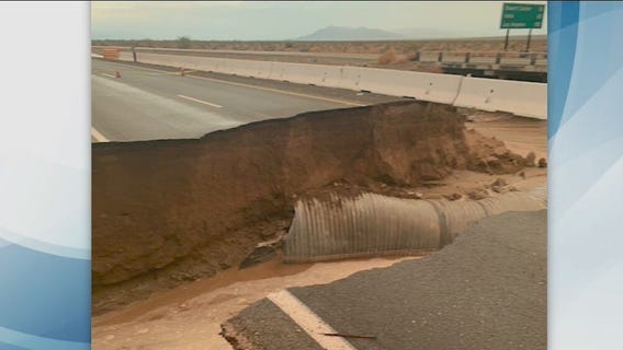 Flash Flood washes out 10 Freeway near CA-AZ border