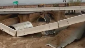 Part of 10 Freeway washed away after flooding