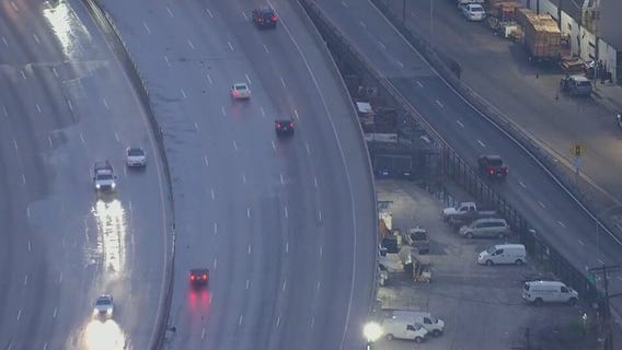 Standing water causes cars to spin out on 10 Freeway