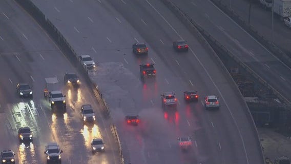 Standing water causes cars to spin out on 10 Freeway