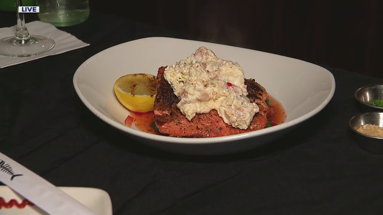 Perfection from Bonefish Grill, a summer time salmon dish paired with a watermelon martini