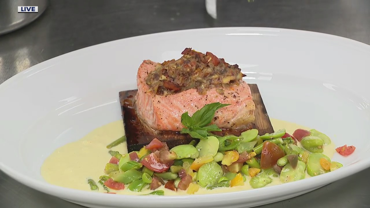 Andiamo's Chef Jim shows us how to make stuffed cedar plank salmon