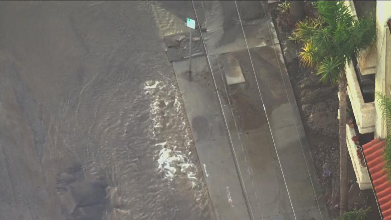 Water main erupts in Culver City