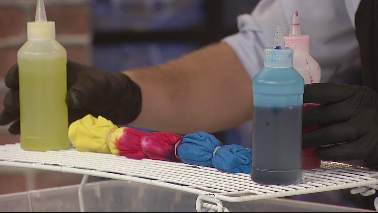 Brightly Twisted hosts special tie-dye workshop to create 300 beanies for Detroit Children's Hospital Oncology Patients