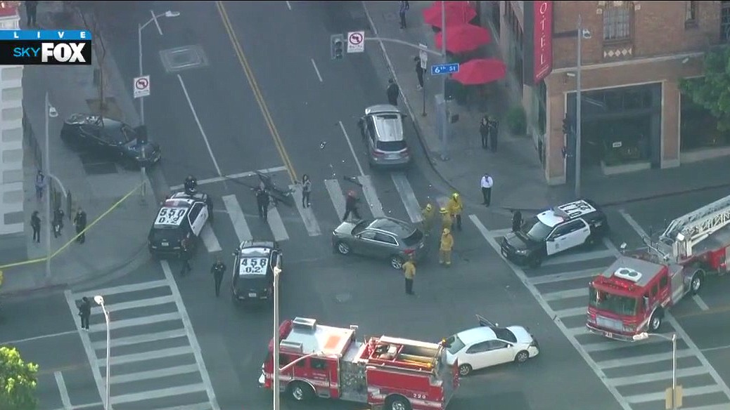 Pursuit ends with three vehicle crash in Koreatown