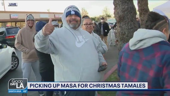 Picking up masa for Christmas tamales