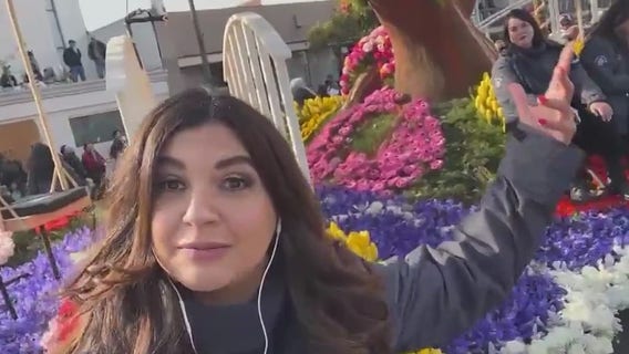 FOX 11's Amanda Salas rides on City of Hope Rose Parade float