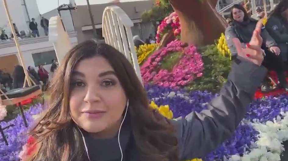 FOX 11's Amanda Salas rides on City of Hope Rose Parade float