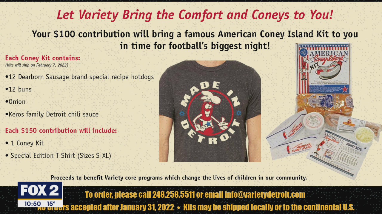 Coney Kits for the Super Bowl to Benefit Variety, The Children?s Charity of Detroit