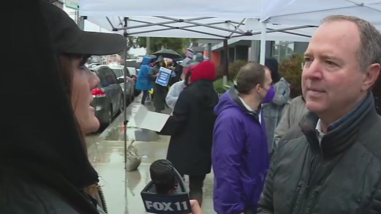 Rep. Adam Schiff shows support for LAUSD workers on strike