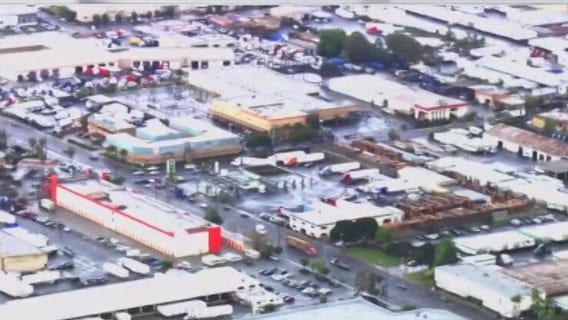 Rain begins to fall hours after suspected tornado strikes in Montebello