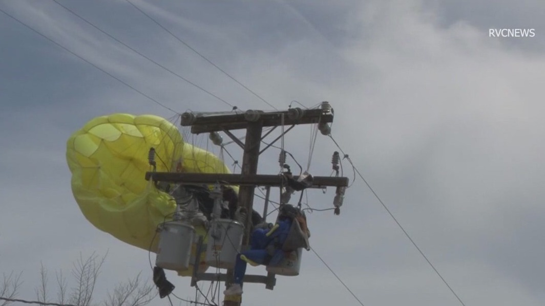 Skydiver gets stuck in power lines in Riverside County