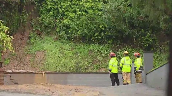 Small mudslide blocks roadway in Studio City neighborhood