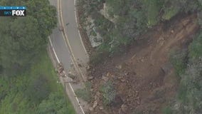 Mudslide in Malibu, impacting local road