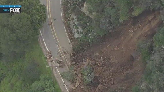Mudslide in Malibu, impacting local road