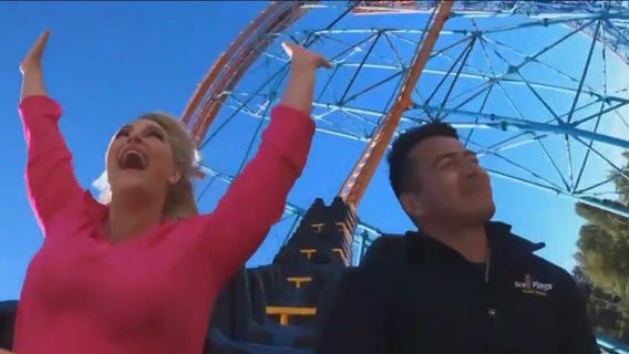 FOX 11?s Chelsea Edwards braves ?Goliath? at Six Flags Magic Mountain