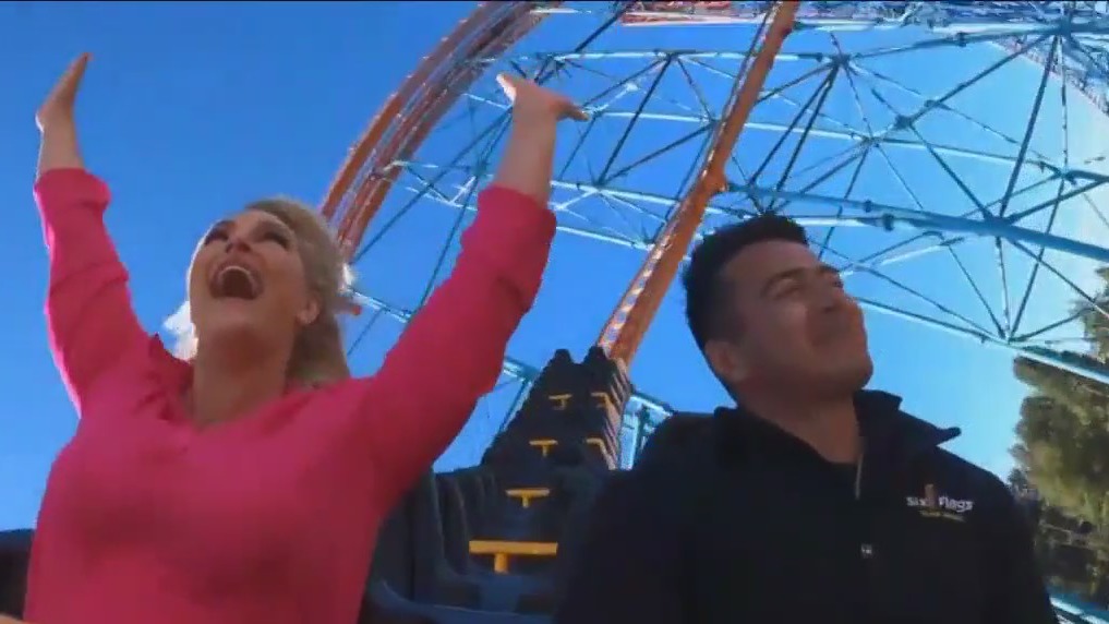 FOX 11?s Chelsea Edwards braves ?Goliath? at Six Flags Magic Mountain