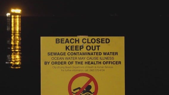 Sewage spill closes Long Beach coast, Downey streets
