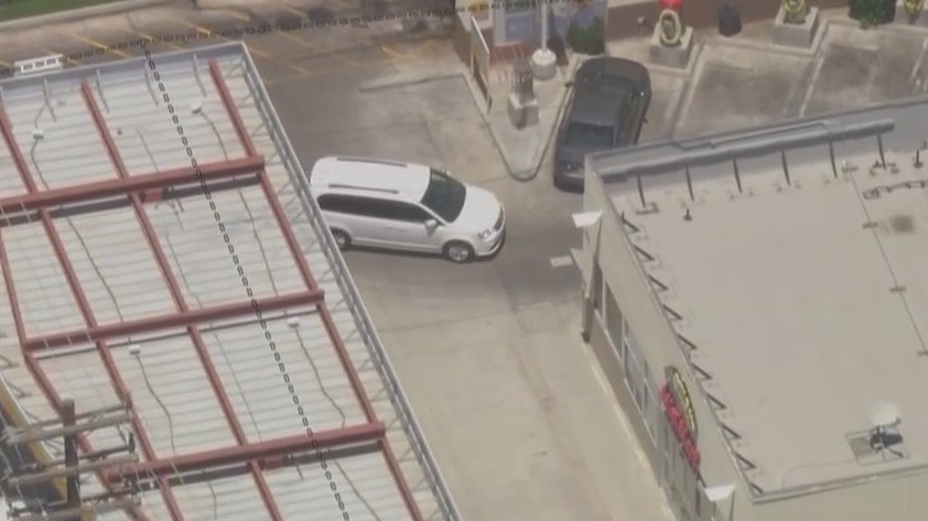 Pursuit suspect drives through gas station