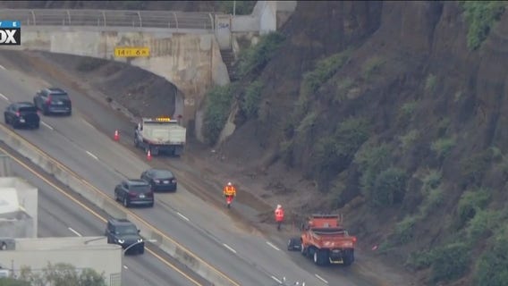 Crews work to clean up mini mudslide on the PCH in Santa Monica
